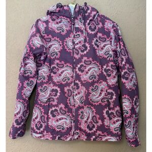 Burton NWOT Radiant Dryride Durashell Purple Paisley Hooded Snowboard Jacket M
